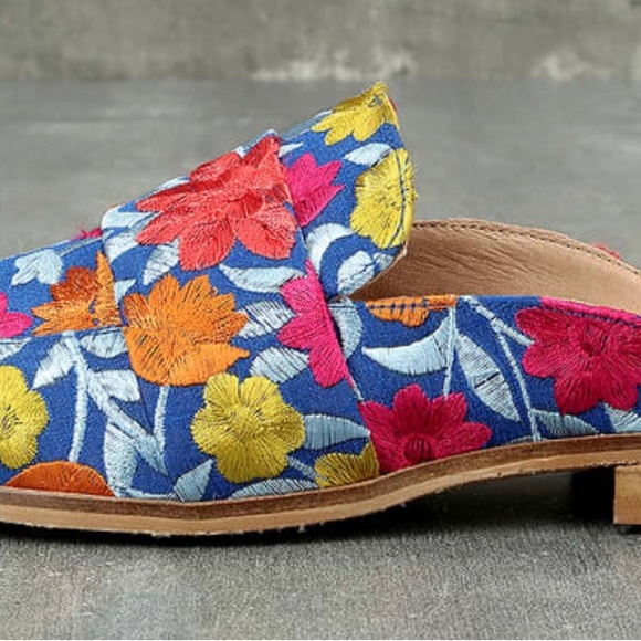 Embroidered Loafer Slides/ Mules - Picture 2 of 4